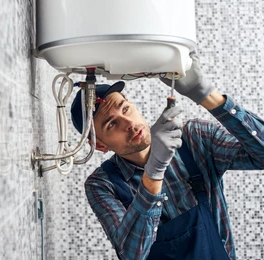 electric worker setting up electric components